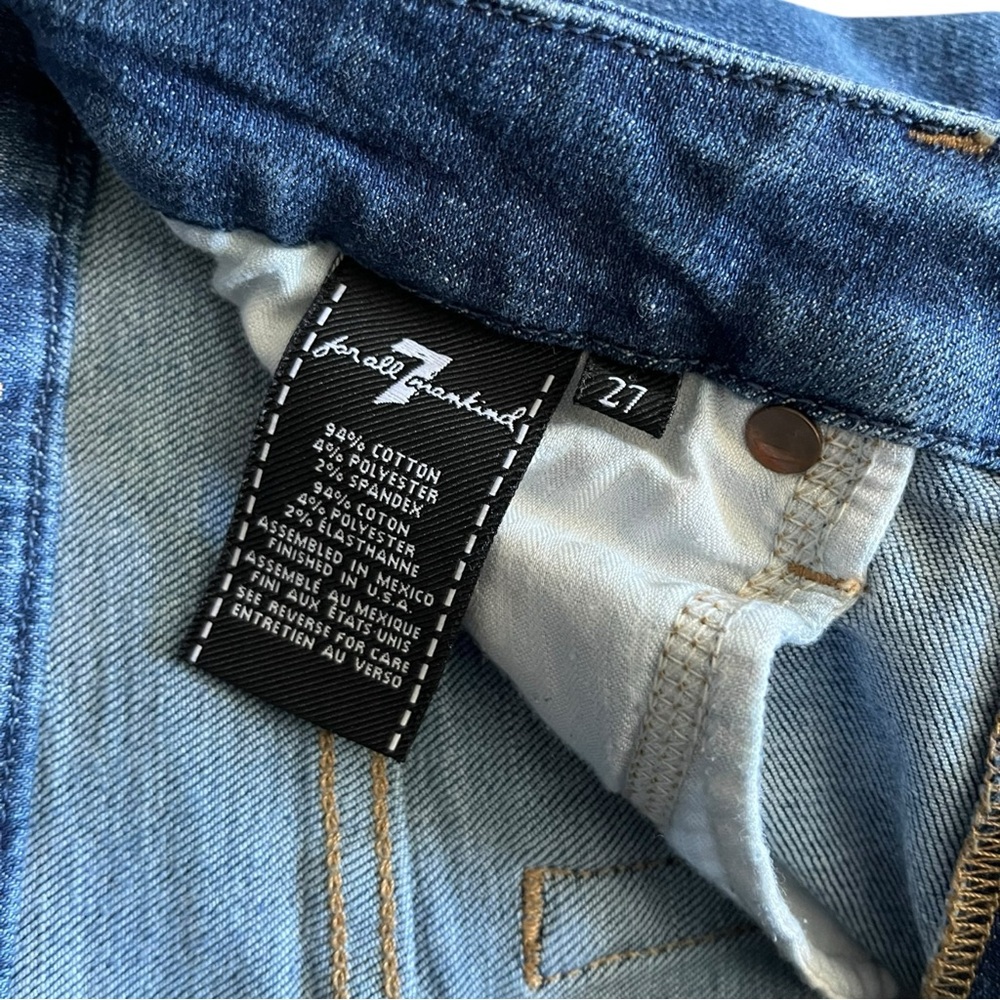 7 For All Mankind High Waist Ankle Skinny Jeans Blue Raw Hem Womens 27 AU8357594 - Picture 3 of 7